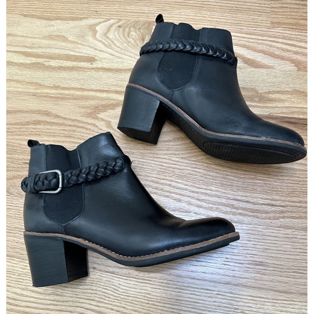 Sperry Liberty Chelsea Boots Leather Braided Strap Booties Black Size 8.5 M - Picture 4 of 15